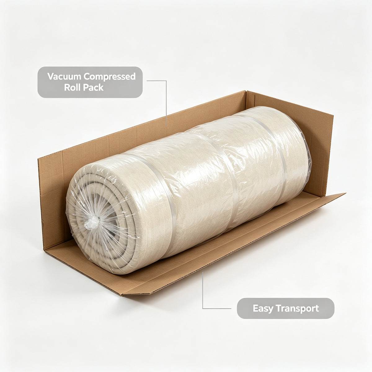Compressed Roll‑Pack Sofa Couch, Vacuum‑Sealed in Small Box, Convenient Transport, Fabric Sofa Furniture
