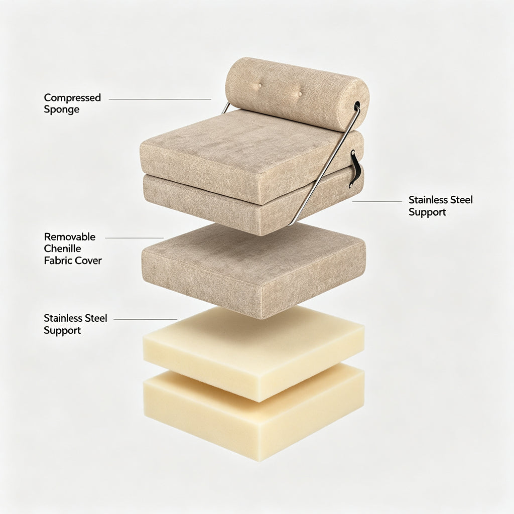 Vacuum Roll‑Packed Compressed Sofa, Indoor Foam Couch, Easy‑to‑Install Living Room Furniture Sofa