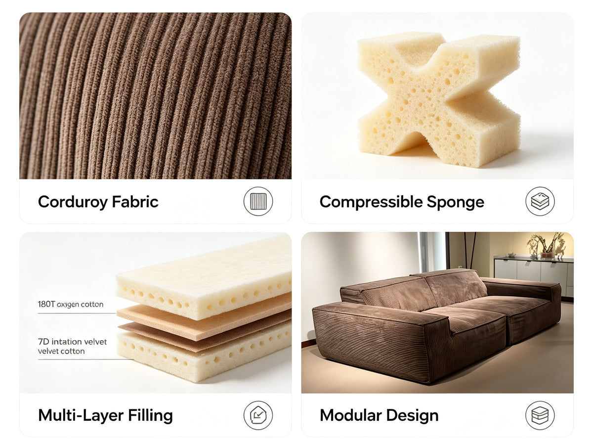 Vacuum Compressed Roll‑Pack Sofa, Space‑Saving Package, Quick Rebound After Unboxing, Modern Couch