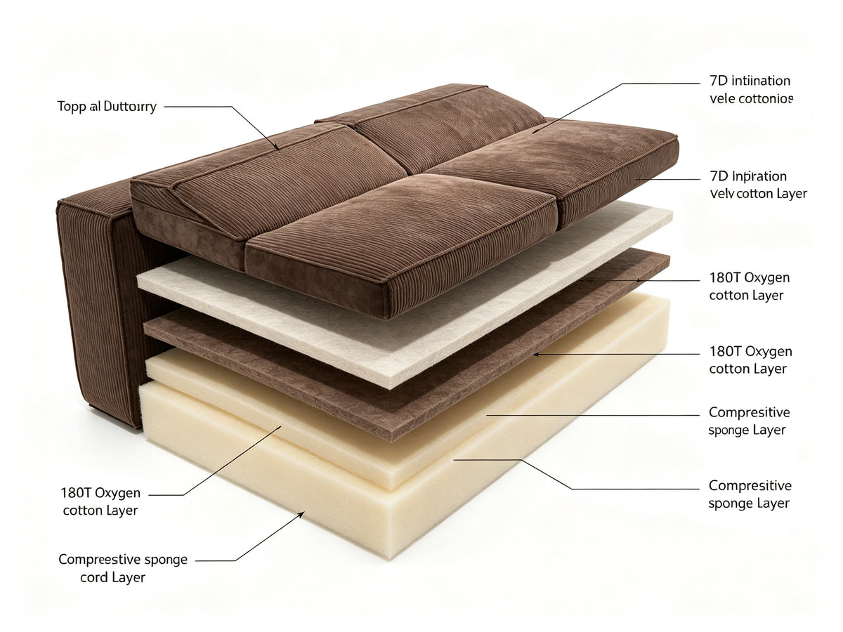 Vacuum Compressed Roll‑Pack Sofa, Space‑Saving Package, Quick Rebound After Unboxing, Modern Couch