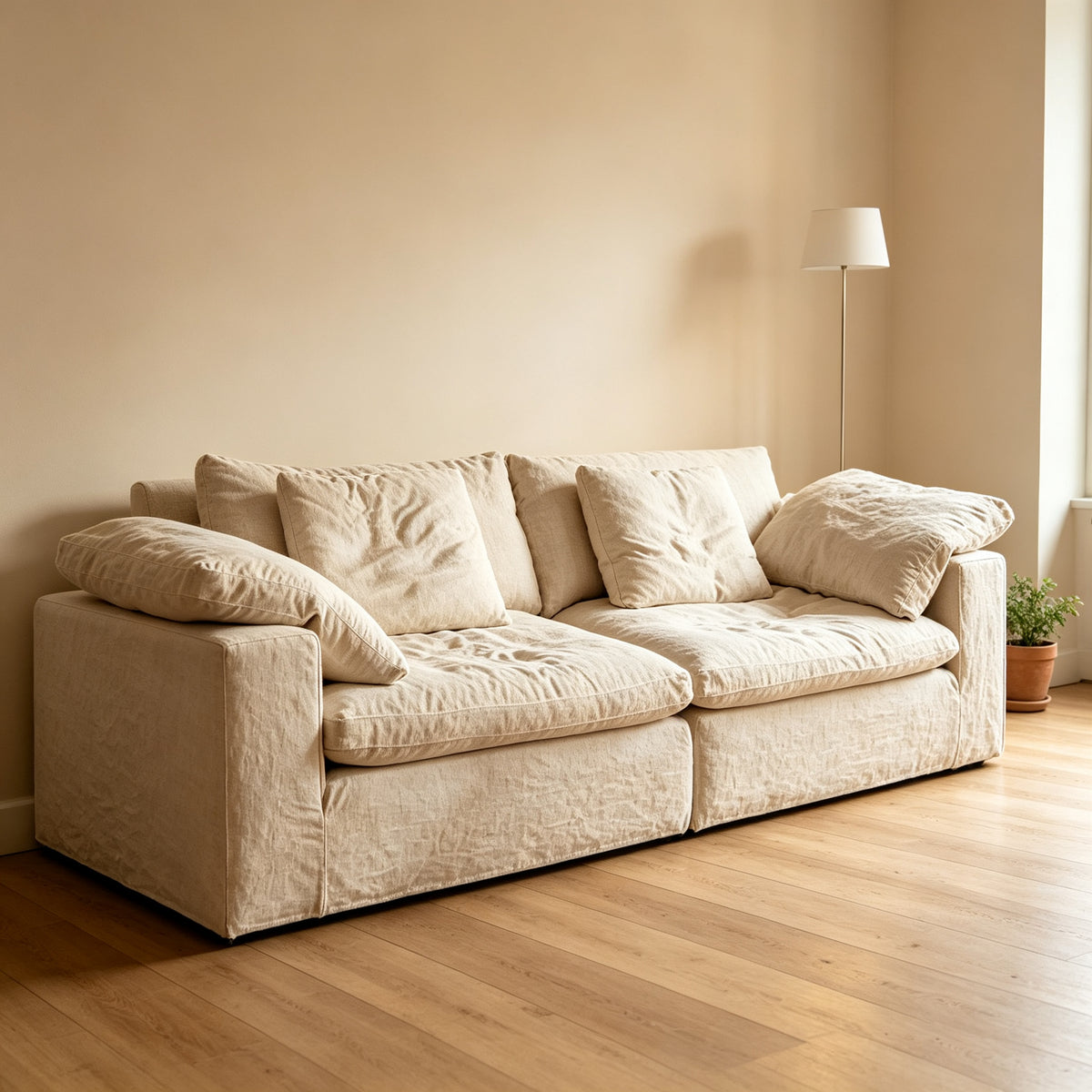 Roll‑Up Compressed Upholstered Sofa, Compact Vacuum Packing, Cost‑Effective Shipping, Household Couch