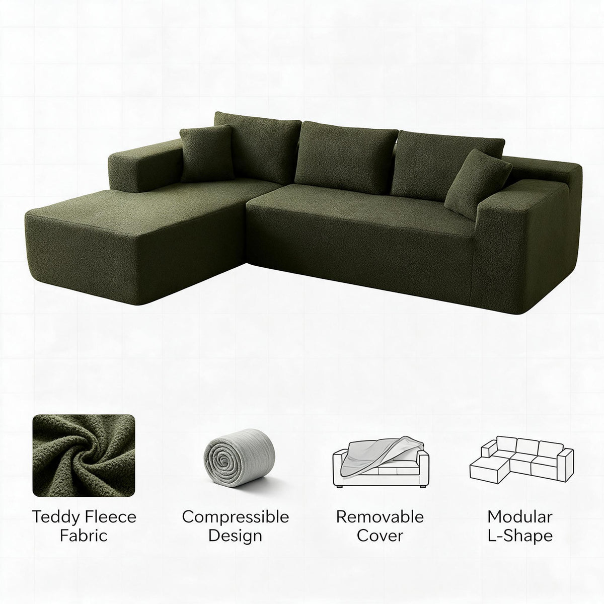 Compressed Roll‑Pack Sofa Couch, Vacuum‑Sealed in Small Box, Convenient Transport, Fabric Sofa Furniture
