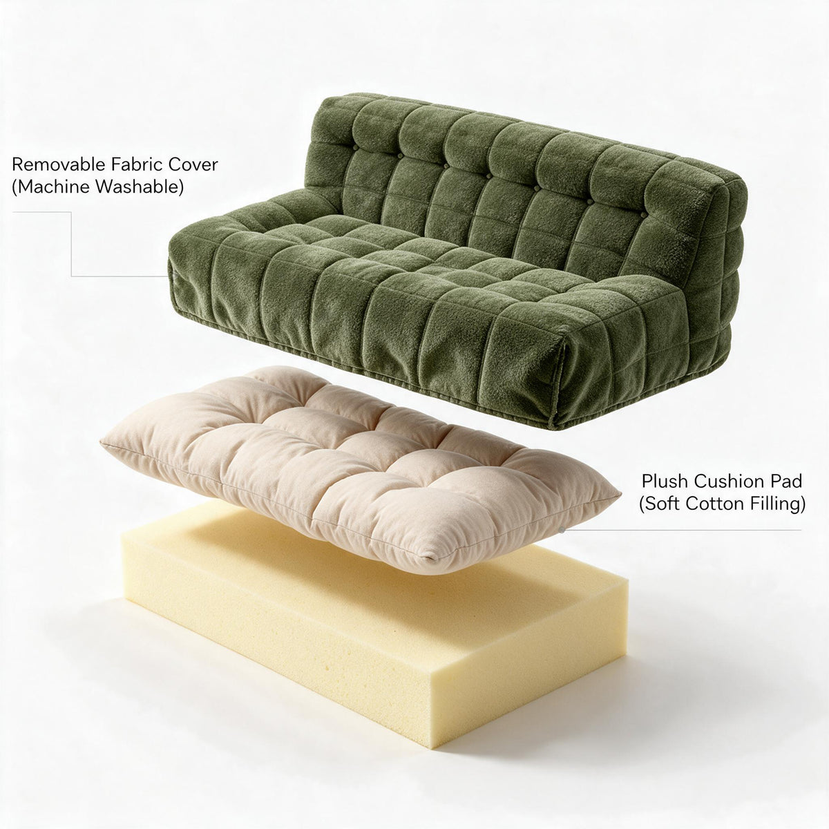 Vacuum Compressed Roll‑Pack Sofa, Space‑Saving Package, Quick Rebound After Unboxing, Modern Couch