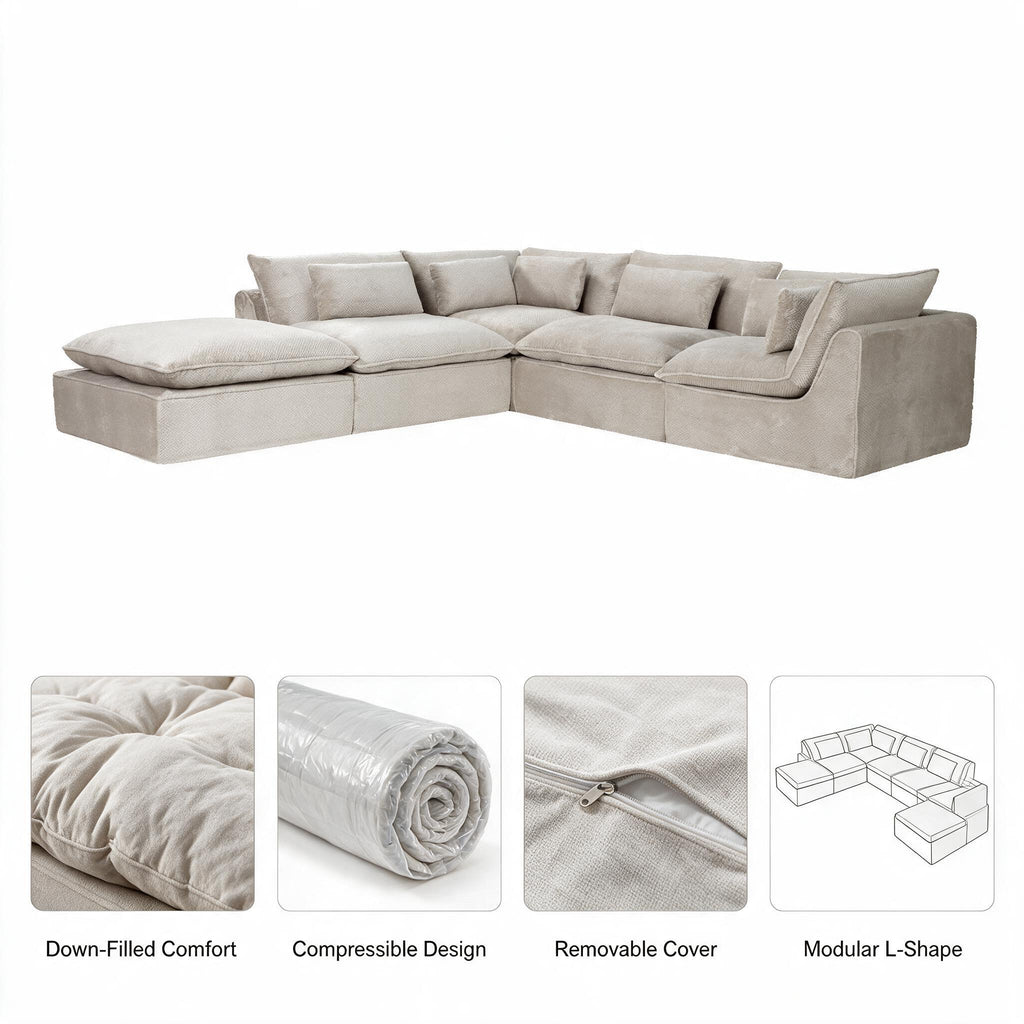 Vacuum Compressed Roll‑Pack Sofa, Space‑Saving Package, Quick Rebound After Unboxing, Modern Couch