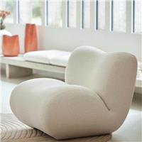 【Brand】Soap Chair, Italian Minimalist Fabric Accent Lounge Chair, Rounded Soft‑Padded Upholstered Armchair with Hidden Metal Frame for Reading Nook & Luxury Home