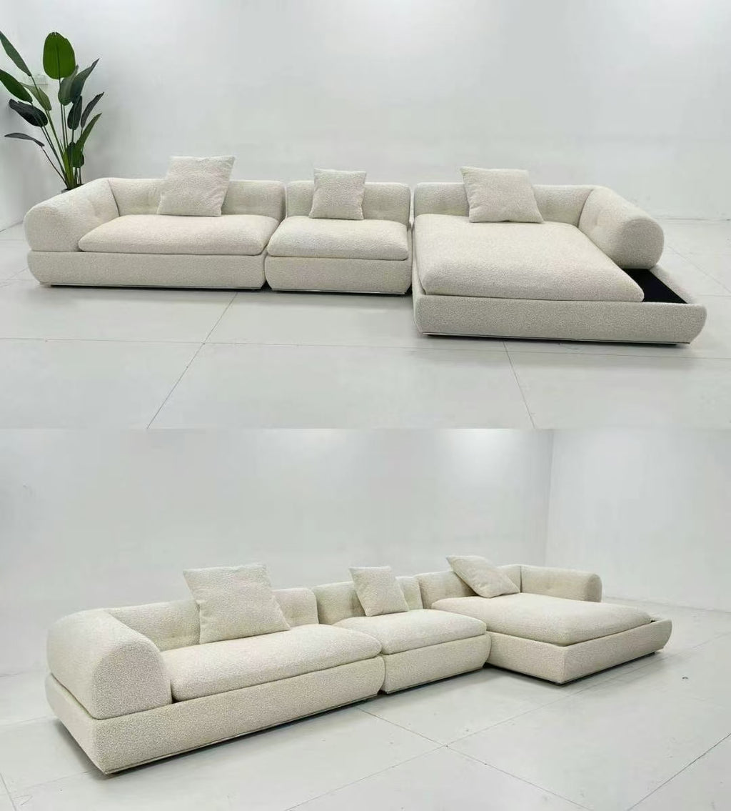 【Brand】Minotti‑Style Supermoon Sofa, Italian Minimalist Modular Sectional Sofa, Sculptural Lunar‑Shaped Upholstered Couch with Floating Metal Base for Villa & Luxury Living Room